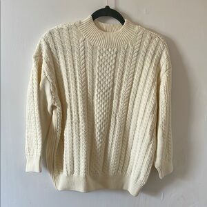 NYDJ Cream Cable Knit Crewneck Sweater